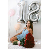 Balon Din Folie Metalizata, Figurina Cifra, Tema Aniversare 100 Cm, Ambalaj Individual, Pai Inclus, Umflare Cu Aer Sau Heliu, Cifra 8 - vivimall.ro
