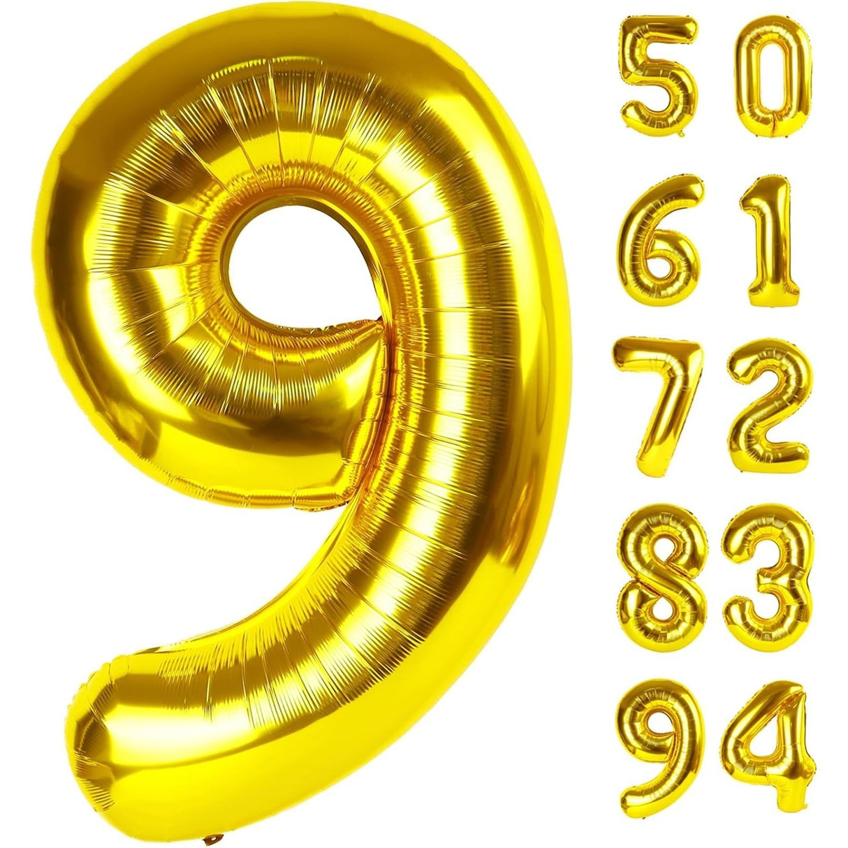 Balon Din Folie Metalizata, Figurina Cifra, Tema Aniversare 100 Cm, Ambalaj Individual, Pai Inclus, Umflare Cu Aer Sau Heliu, Cifra 9 - vivimall.ro