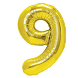 Balon Din Folie Metalizata, Figurina Cifra, Tema Aniversare 100 Cm, Ambalaj Individual, Pai Inclus, Umflare Cu Aer Sau Heliu, Cifra 9 - vivimall.ro