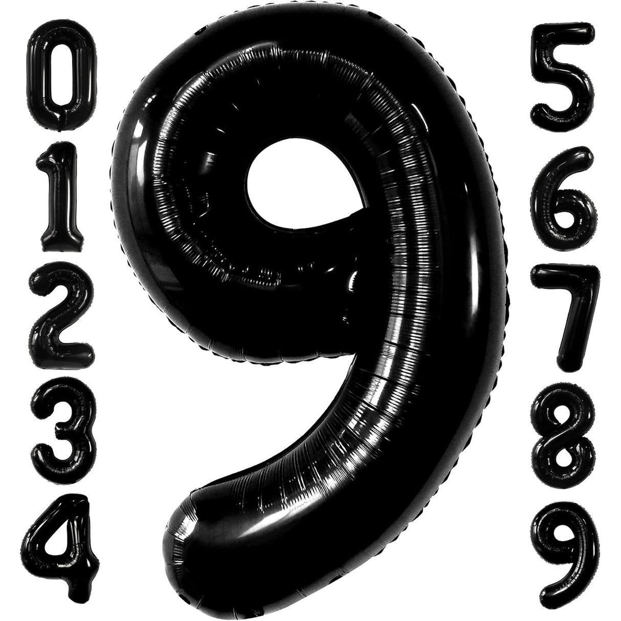 Balon Din Folie Metalizata, Figurina Cifra, Tema Aniversare 100 Cm, Ambalaj Individual, Pai Inclus, Umflare Cu Aer Sau Heliu, Cifra 9 - vivimall.ro