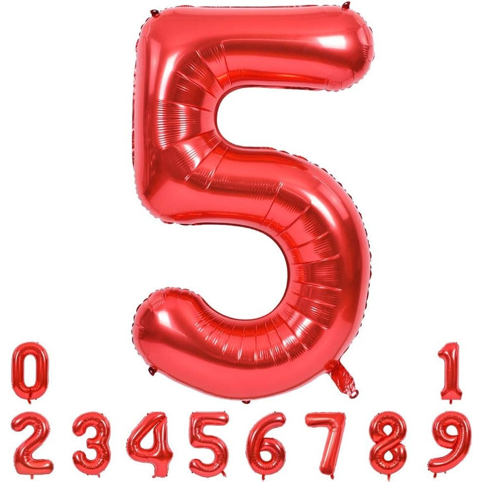 Balon Din Folie Metalizata, Figurina Cifra, Tema Aniversare 100 Cm, Ambalaj Individual, Pai Inclus, Umflare Cu Aer Sau Heliu, Cifra 5