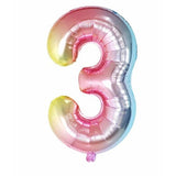 Balon din Folie Metalizata Vivimall, Figurina Cifra Gradient, Tema Aniversare 40 cm, Ambalaj Individual, Pai inclus, Umflare cu Aer sau Heliu, Multicolor, Cifra 3 - vivimall.ro