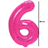 Balon Din Folie Metalizata, Figurina Cifra, Tema Aniversare 80 Cm, Ambalaj Individual, Pai Inclus, Umflare Cu Aer Sau Heliu, Cifra 6