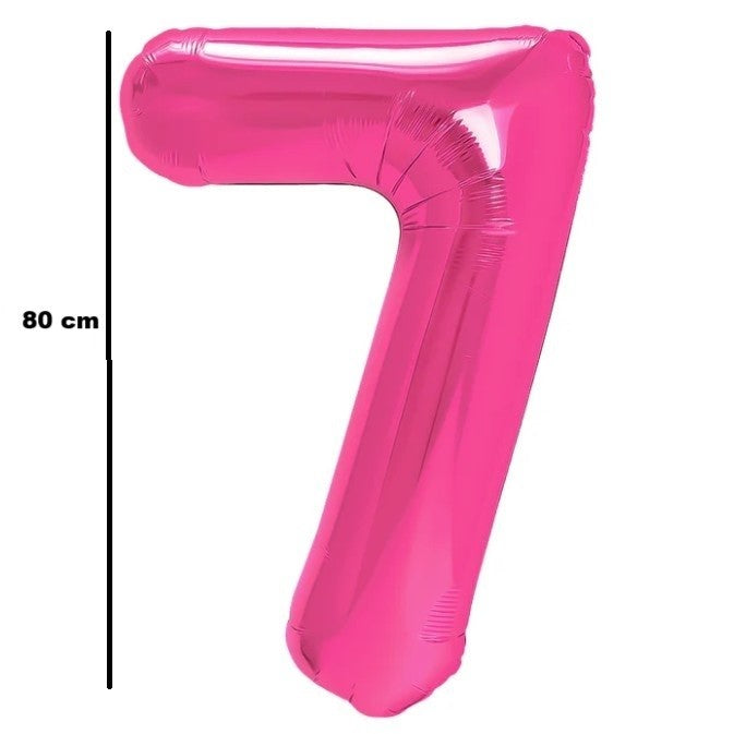 Balon Din Folie Metalizata, Figurina Cifra, Tema Aniversare 80 Cm, Ambalaj Individual, Pai Inclus, Umflare Cu Aer Sau Heliu, Cifra 7