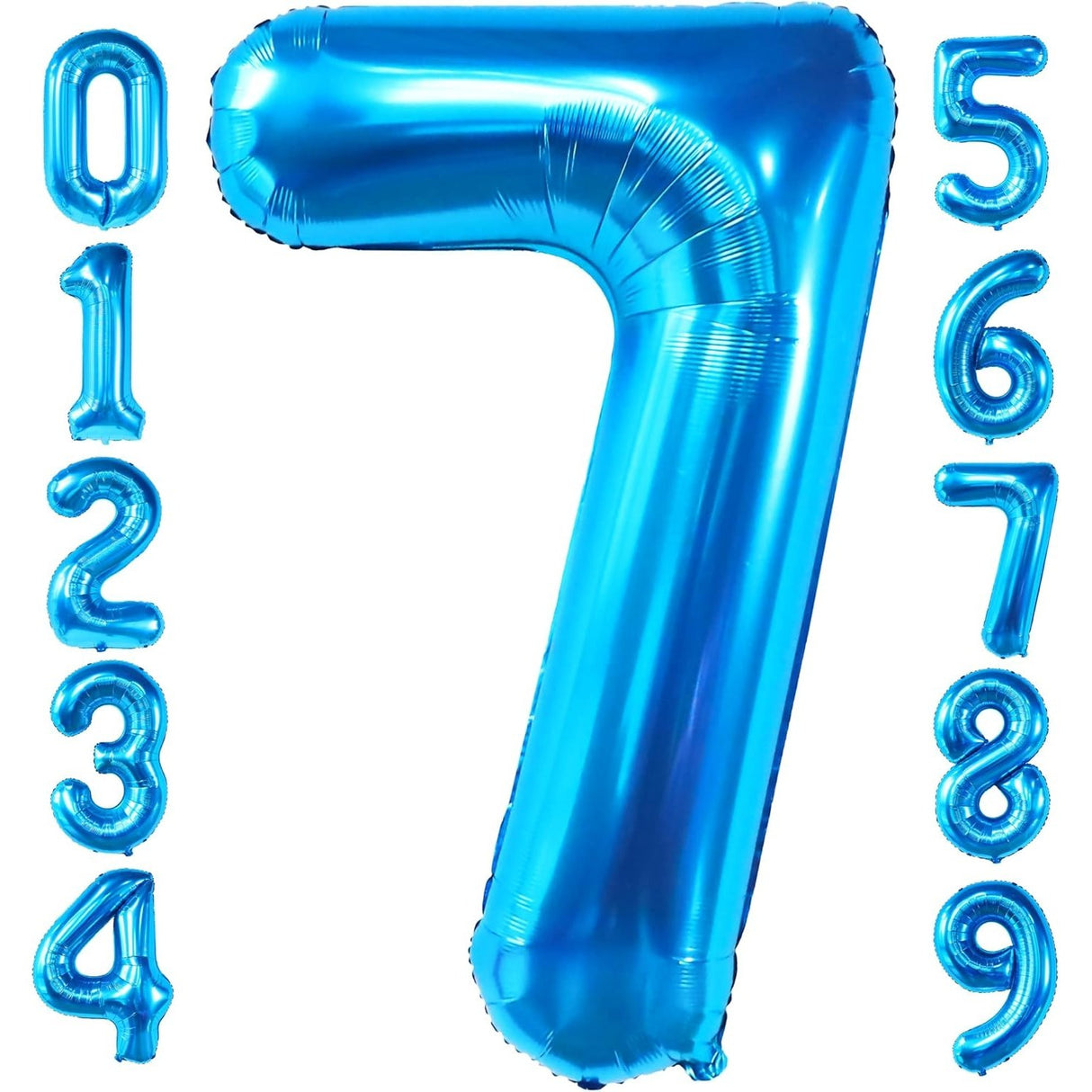 Balon Din Folie Metalizata, Figurina Cifra, Tema Aniversare 100 Cm, Ambalaj Individual, Pai Inclus, Umflare Cu Aer Sau Heliu, Cifra 7 - vivimall.ro