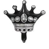 Balon din Folie Metalizata Vivimall, Figurina Cifra si Coroana, Scris Happy Birthday, Tema Aniversare 100 cm, Ambalaj Individual, Pai inclus, Umflare cu Aer sau Heliu, Negru, Cifra 9 - vivimall.ro