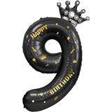 Balon Din Folie Metalizata Figurina Cifra Si Coroana, Scris Happy Birthday, Tema Aniversare 100 Cm, Ambalaj Individual, Pai Inclus, Umflare Cu Aer Sau Heliu, Cifra 9 - vivimall.ro