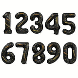 Balon din Folie Metalizata Vivimall, Figurina Cifra, Scris Happy Birthday, Tema Aniversare 100 cm, Ambalaj Individual, Pai inclus, Umflare cu Aer sau Heliu, Negru, Cifra 1 - vivimall.ro