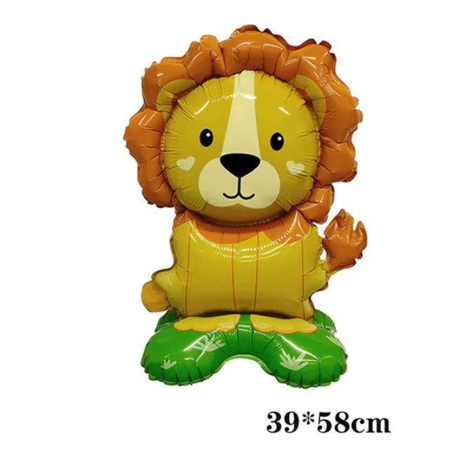 Balon Din Folie Metalizata, Mini Figurine Animalute, Tematica Aniversare, Ambalaj Individual, Pai Inclus, Umflare Cu Aer Sau Heliu