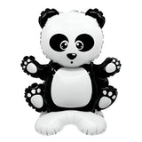 Balon din Folie Metalizata, Vivimall, Figurine Animăluțe, Model Panda, 43x59cm, Ambalaj Individual, Pai Inclus, Umflare cu Aer sau Heliu, Alb Negru - vivimall.ro