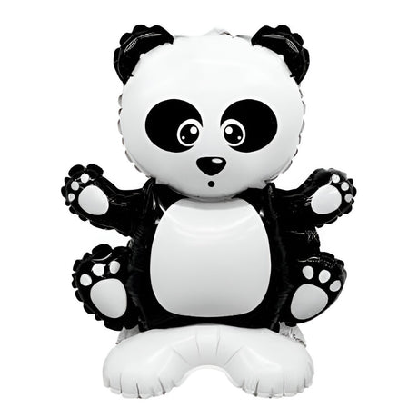 Balon din Folie Metalizata, Vivimall, Figurine Animăluțe, Model Panda, 43x59cm, Ambalaj Individual, Pai Inclus, Umflare cu Aer sau Heliu, Alb Negru - vivimall.ro
