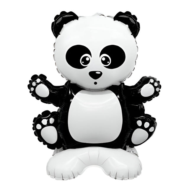 Balon din Folie Metalizata, Vivimall, Figurine Animăluțe, Model Panda, 43x59cm, Ambalaj Individual, Pai Inclus, Umflare cu Aer sau Heliu, Alb Negru - vivimall.ro