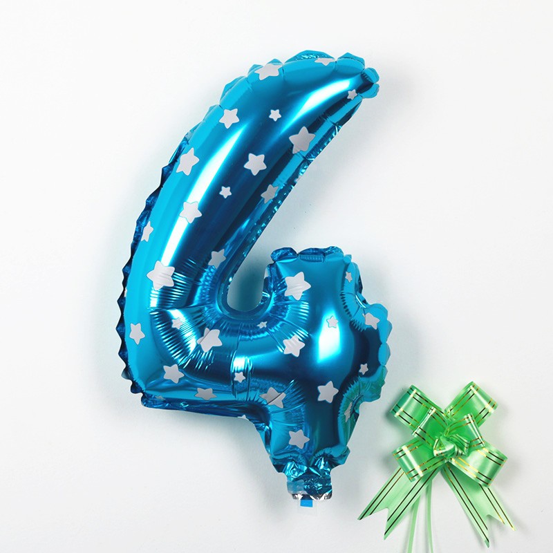 Balon din Folie Metalizata Vivimall, Figurina Cifra, Imprimeu Stele, Tema Aniversare 80 cm, Ambalaj Individual, Pai inclus, Umflare cu Aer sau Heliu, Albastru, Cifra 4 - vivimall.ro