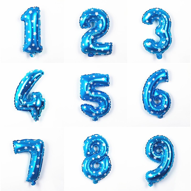 Balon din Folie Metalizata Vivimall, Figurina Cifra, Imprimeu Stele, Tema Aniversare 80 cm, Ambalaj Individual, Pai inclus, Umflare cu Aer sau Heliu, Albastru, Cifra 6 - vivimall.ro