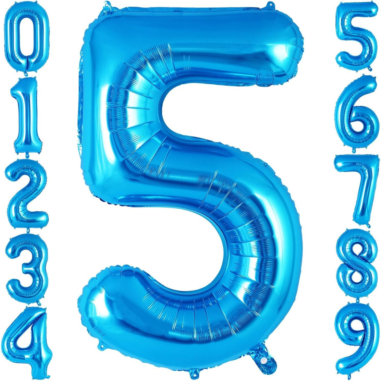 Balon Din Folie Metalizata, Balon Aniversar, 40 Cm, Ambalaj Individual, Pai Inclus, Cifra 5 - vivimall.ro