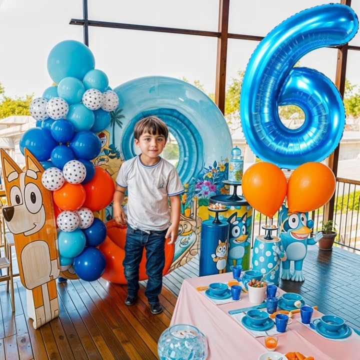 Balon Din Folie Metalizata, Figurina Cifra, Tema Aniversare 80 Cm, Ambalaj Individual, Pai Inclus, Umflare Cu Aer Sau Heliu, Cifra 6