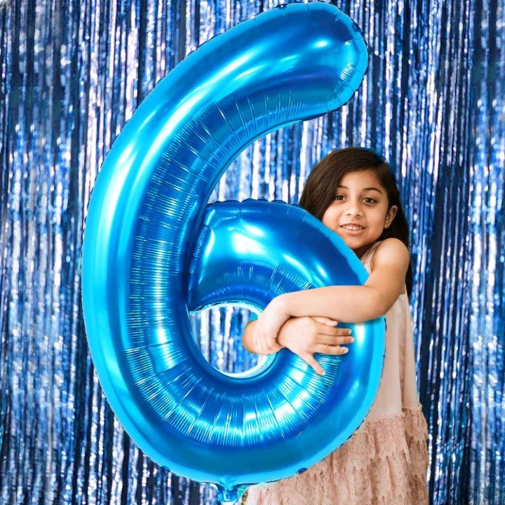 Balon Din Folie Metalizata, Figurina Cifra, Tema Aniversare 80 Cm, Ambalaj Individual, Pai Inclus, Umflare Cu Aer Sau Heliu, Cifra 6