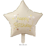 Balon din Folie Metalizata, Vivimall, Figurina Animata, Model Stea, 45 cm, Ambalaj Individual, Pai Inclus, Umflare cu Aer sau Heliu, Bej - vivimall.ro