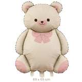 Balon din Folie Metalizata, Vivimall, Figurina Animata, Model Ursulet, 89 x 65 cm, Ambalaj Individual, Pai Inclus, Umflare cu Aer sau Heliu, Bej Sampanie - vivimall.ro