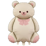 Balon din Folie Metalizata, Vivimall, Figurina Animata, Model Ursulet, 89 x 65 cm, Ambalaj Individual, Pai Inclus, Umflare cu Aer sau Heliu, Bej Sampanie - vivimall.ro