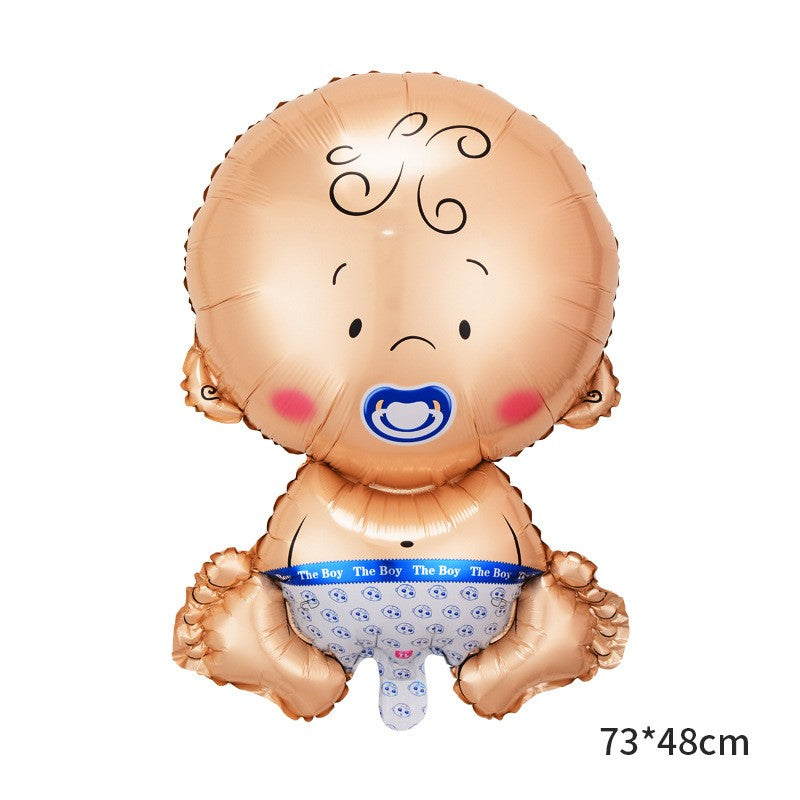 Balon din Folie Metalizata, Vivimall, Figurina Baietel, Tema Botez, 73x48 cm, Ambalaj Individual, Pai Inclus, Umflare cu Aer sau Heliu, Albastru - vivimall.ro