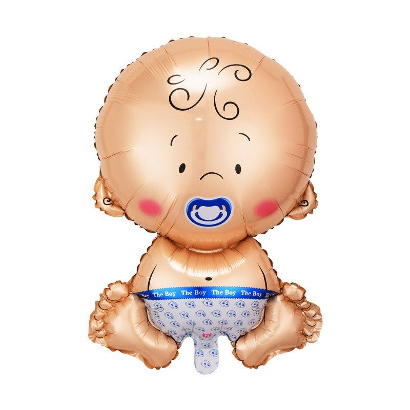Balon Din Folie Metalizata, Figurina Baietel, Tema Botez, Ambalaj Individual, Pai Inclus, Umflare Cu Aer Sau Heliu