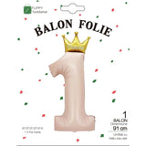 Balon Din Folie Metalizata, Figurina Cifra 1, 91 Cm, Ambalaj Individual, Pai Inclus, Umflare Cu Aer Sau Heliu - vivimall.ro