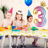 Balon din Folie Metalizata, Vivimall, Figurina Cifra Gradient, Tema Aniversare 80 cm, Ambalaj Individual, Pai inclus, Umflare cu Aer sau Heliu, Coronita, Cifra 3 - vivimall.ro