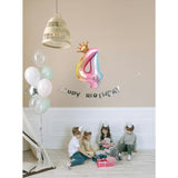 Balon Din Folie Metalizata, Figurina Cifra Gradient, Tema Aniversare 80 Cm, Ambalaj Individual, Pai Inclus, Umflare Cu Aer Sau Heliu, Coronita, Cifra 4 - vivimall.ro