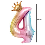Balon Din Folie Metalizata, Figurina Cifra Gradient, Tema Aniversare 80 Cm, Ambalaj Individual, Pai Inclus, Umflare Cu Aer Sau Heliu, Coronita, Cifra 4 - vivimall.ro