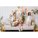 Balon din Folie Metalizata, Vivimall, Figurina Cifra Gradient, Tema Aniversare 80 cm, Ambalaj Individual, Pai inclus, Umflare cu Aer sau Heliu, Coronita, Cifra 6 - vivimall.ro