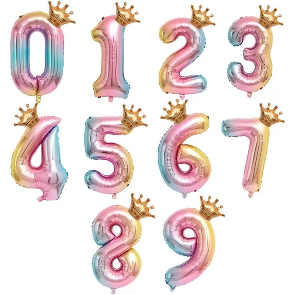 Balon Din Folie Metalizata, Figurina Cifra Gradient, Tema Aniversare 80 Cm, Ambalaj Individual, Pai Inclus, Umflare Cu Aer Sau Heliu, Coronita, Cifra 6 - vivimall.ro
