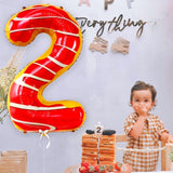 Balon din Folie Metalizata Vivimall, Figurina Cifra, Imprimeu Gogosi, Tema Aniversare 100 cm, Ambalaj Individual, Pai inclus, Umflare cu Aer sau Heliu, Multicolor, Cifra 2 - vivimall.ro