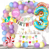 Balon din Folie Metalizata Vivimall, Figurina Cifra, Imprimeu Gogosi, Tema Aniversare 100 cm, Ambalaj Individual, Pai inclus, Umflare cu Aer sau Heliu, Multicolor, Cifra 3 - vivimall.ro