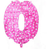 Balon din Folie Metalizata Vivimall, Figurina Cifra, Imprimeu Inimi, Tema Aniversare 80 cm, Ambalaj Individual, Pai inclus, Umflare cu Aer sau Heliu, Roz, Cifra 0 - vivimall.ro