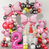 Balon din Folie Metalizata Vivimall, Figurina Cifra, Imprimeu Inimi, Tema Aniversare 80 cm, Ambalaj Individual, Pai inclus, Umflare cu Aer sau Heliu, Roz, Cifra 2 - vivimall.ro