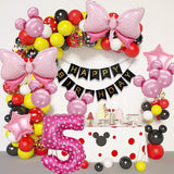 Balon din Folie Metalizata Vivimall, Figurina Cifra, Imprimeu Inimi, Tema Aniversare 80 cm, Ambalaj Individual, Pai inclus, Umflare cu Aer sau Heliu, Roz, Cifra 5 - vivimall.ro