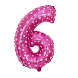 Balon din Folie Metalizata Vivimall, Figurina Cifra, Imprimeu Inimi, Tema Aniversare 80 cm, Ambalaj Individual, Pai inclus, Umflare cu Aer sau Heliu, Roz, Cifra 6 - vivimall.ro