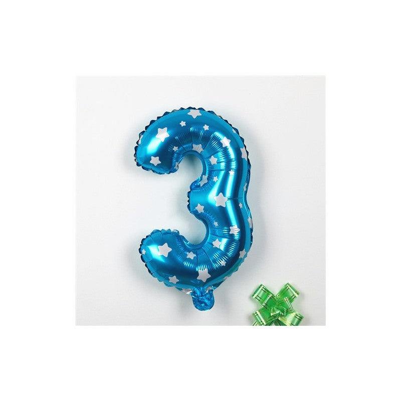 Balon din Folie Metalizata Vivimall, Figurina Cifra, Imprimeu Stele, Tema Aniversare 80 cm, Ambalaj Individual, Pai inclus, Umflare cu Aer sau Heliu, Albastru, Cifra 3 - vivimall.ro