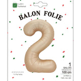 Balon Din Folie Metalizata, Figurina Cifra, Tema Aniversare 100 Cm, Ambalaj Individual, Pai Inclus, Umflare Cu Aer Sau Heliu, Crem - vivimall.ro