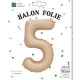 Balon Din Folie Metalizata, Figurina Cifra, Tema Aniversare 100 Cm, Ambalaj Individual, Pai Inclus, Umflare Cu Aer Sau Heliu, Crem