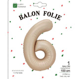 Balon Din Folie Metalizata, Figurina Cifra, Tema Aniversare 100 Cm, Ambalaj Individual, Pai Inclus, Umflare Cu Aer Sau Heliu, Crem