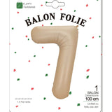 Balon Din Folie Metalizata, Figurina Cifra, Tema Aniversare 100 Cm, Ambalaj Individual, Pai Inclus, Umflare Cu Aer Sau Heliu, Crem