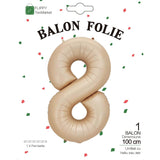 Balon Din Folie Metalizata, Figurina Cifra, Tema Aniversare 100 Cm, Ambalaj Individual, Pai Inclus, Umflare Cu Aer Sau Heliu, Crem
