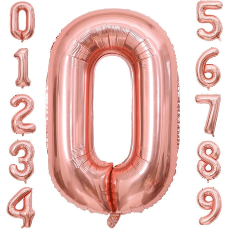 Balon din Folie Metalizata Vivimall, Figurina Cifra, Tema Aniversare 100 cm, Ambalaj Individual, Pai inclus, Umflare cu Aer sau Heliu, Coral, Rose, Cifra 0 - vivimall.ro