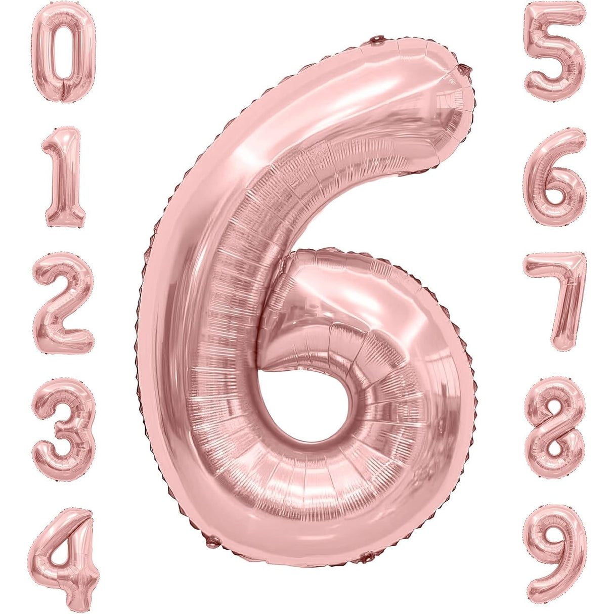 Balon din Folie Metalizata Vivimall, Figurina Cifra, Tema Aniversare 100 cm, Ambalaj Individual, Pai inclus, Umflare cu Aer sau Heliu, Coral, Rose, Cifra 6 - vivimall.ro