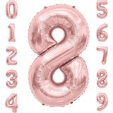 Balon din Folie Metalizata Vivimall, Figurina Cifra, Tema Aniversare 100 cm, Ambalaj Individual, Pai inclus, Umflare cu Aer sau Heliu, Coral, Rose Gold, Cifra 8 - vivimall.ro