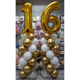 Balon din Folie Metalizata Vivimall, Figurina Cifra, Tema Aniversare 100 cm, Ambalaj Individual, Pai inclus, Umflare cu Aer sau Heliu, Auriu, Cifra 1 - vivimall.ro
