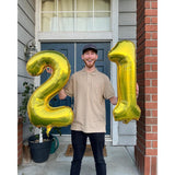 Balon din Folie Metalizata Vivimall, Figurina Cifra, Tema Aniversare 100 cm, Ambalaj Individual, Pai inclus, Umflare cu Aer sau Heliu, Auriu, Cifra 1 - vivimall.ro