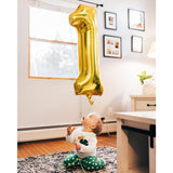 Balon din Folie Metalizata Vivimall, Figurina Cifra, Tema Aniversare 100 cm, Ambalaj Individual, Pai inclus, Umflare cu Aer sau Heliu, Auriu, Cifra 1 - vivimall.ro